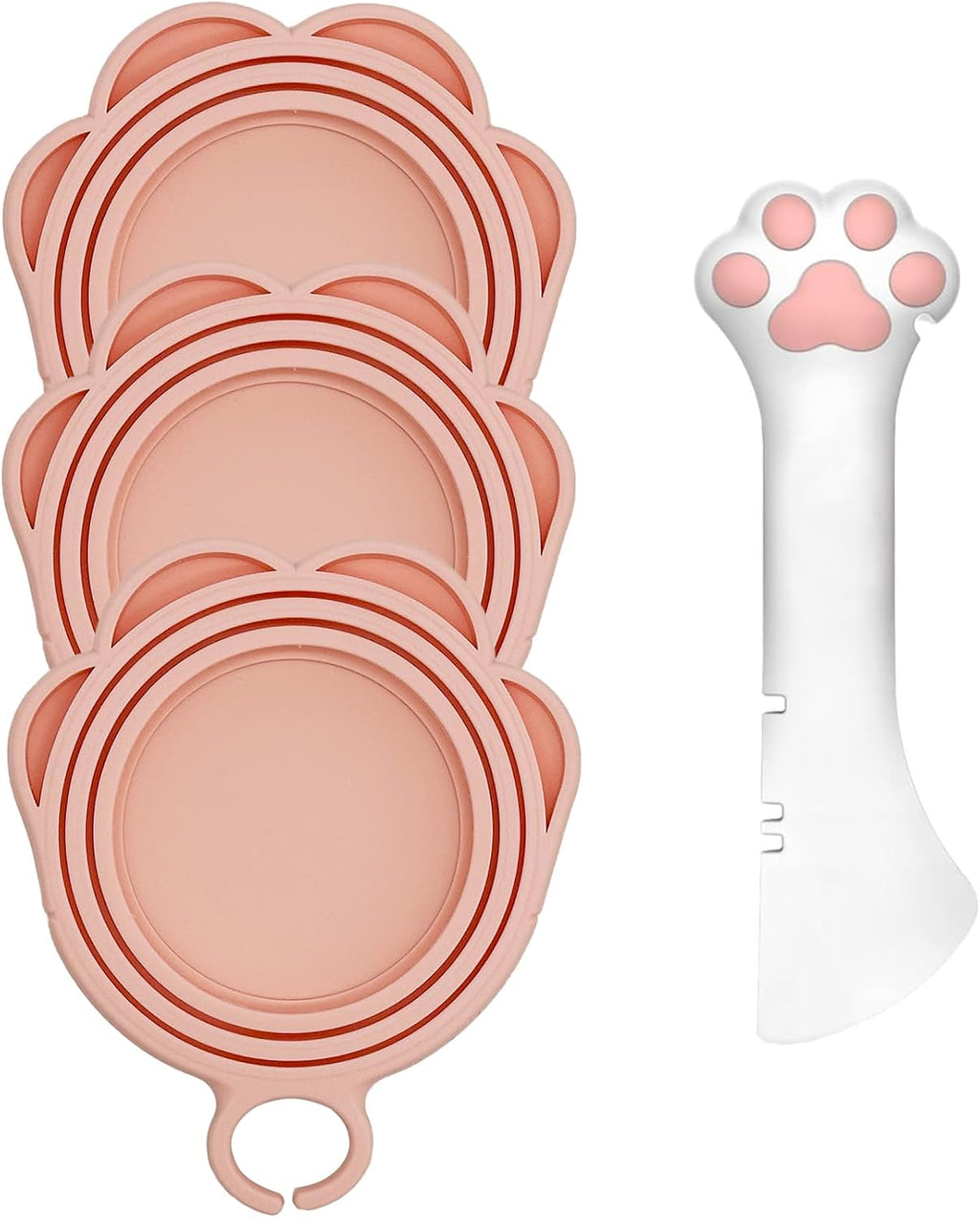 3 Pcs Pet Food Can Lids & One Can Spoon | Cute Paw Shape Opener Spatula Cat Wet Food Spoon | Universal BPA Free Silicone Covers for Dog Cat Cans(Pink) - Image 10