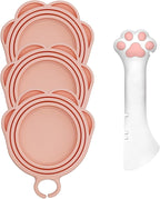 3 Pcs Pet Food Can Lids & One Can Spoon | Cute Paw Shape Opener Spatula Cat Wet Food Spoon | Universal BPA Free Silicone Covers for Dog Cat Cans(Pink) - Image 10