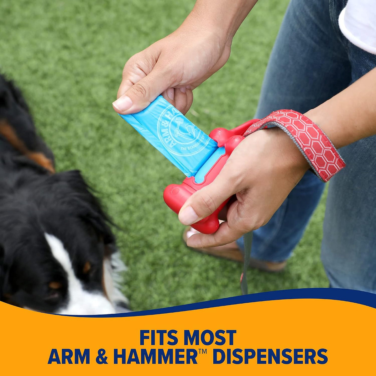 Thick disposable bags for dog and cat waste management outdoors.