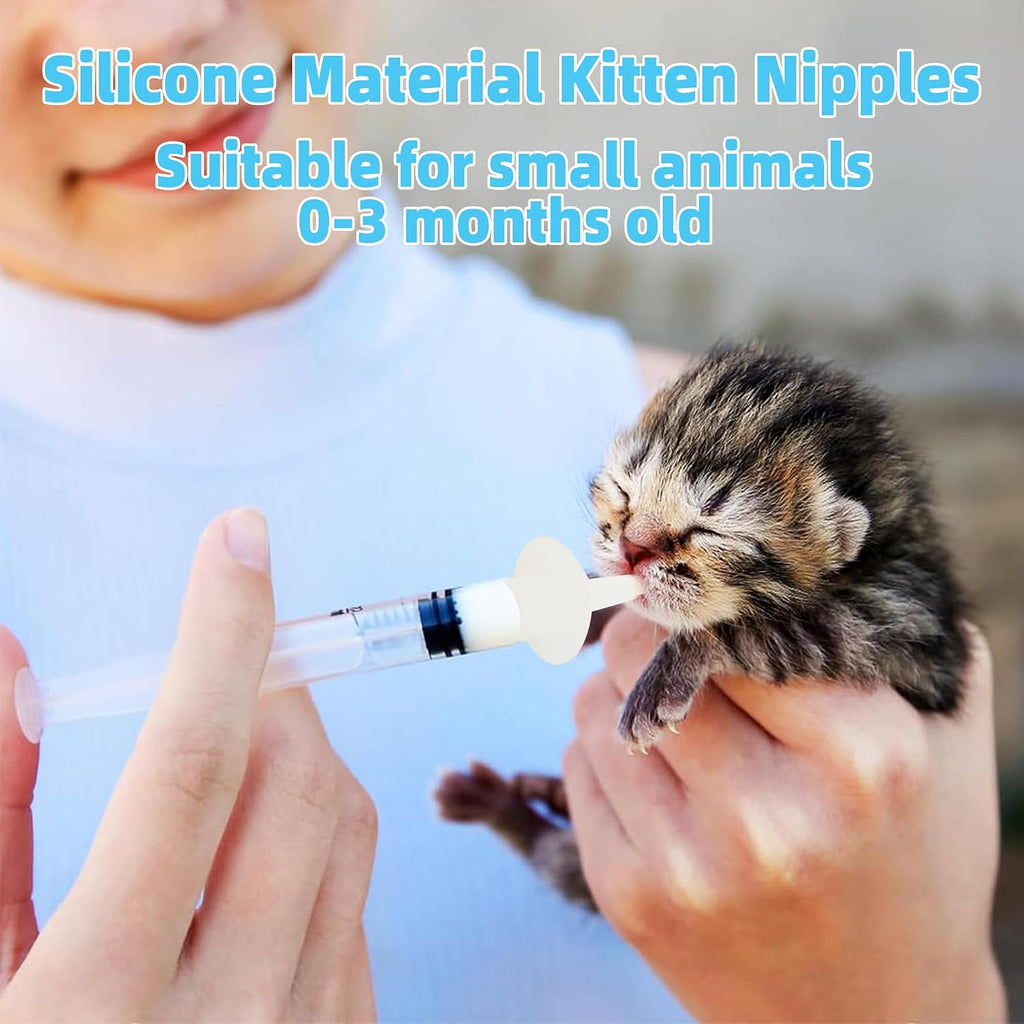 Ten pieces of reusable light yellow silicone pet pacifiers in short and long variations for newborn animals.