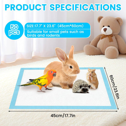 Disposable absorbent pads for small animal enclosures