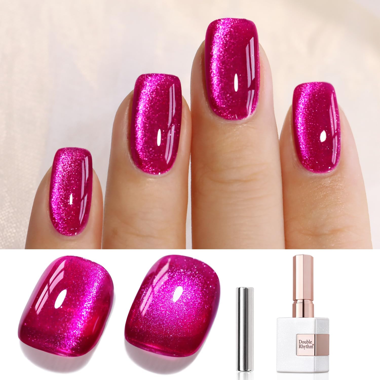 Double Rhythm Pitaya Purple magnetic gel polish bottle front view