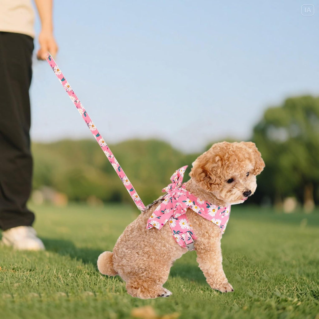 YKYUASD adjustable dog harness with bow knot detail
