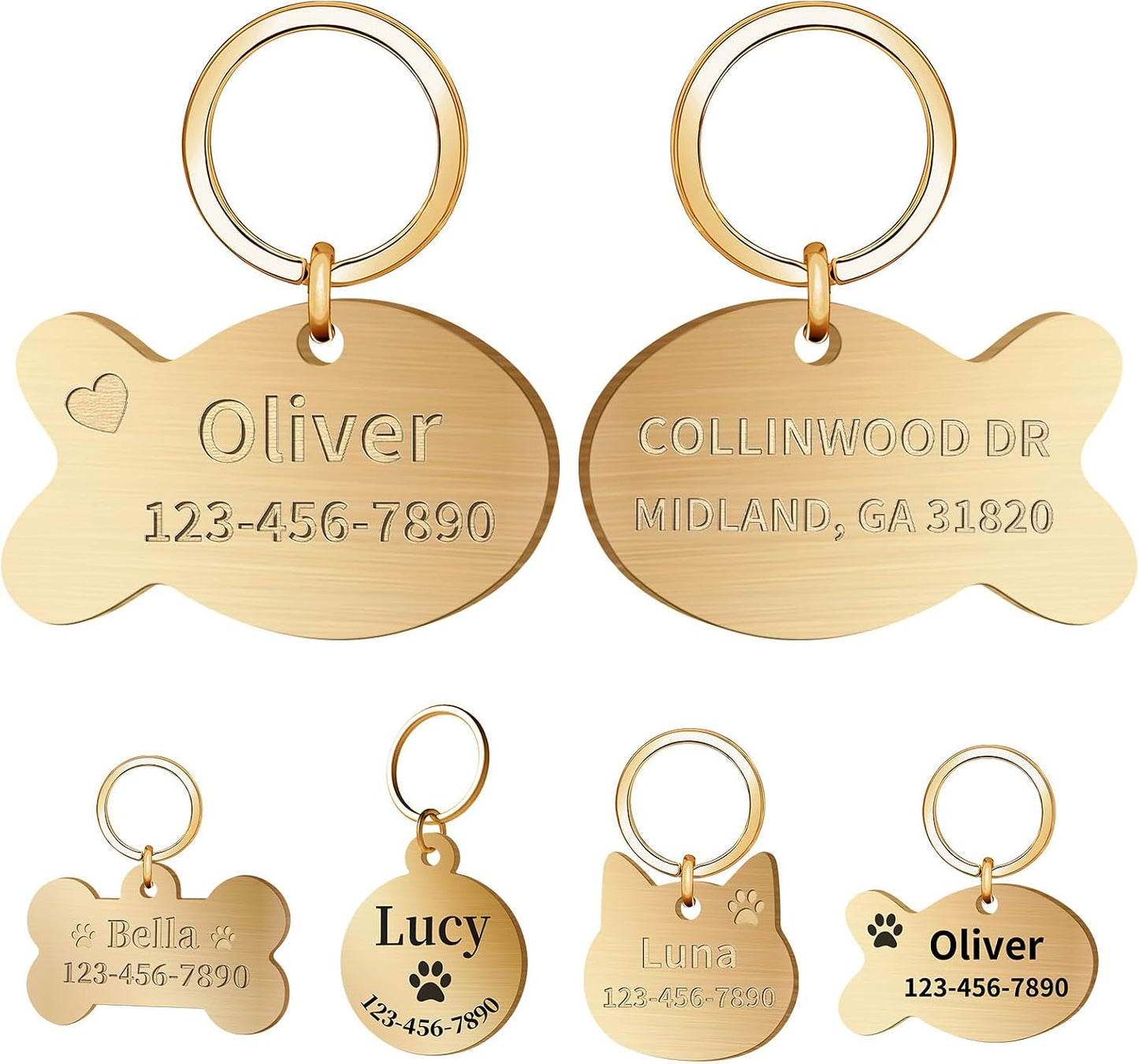 Overket authentic USA imported durable brass pet identification tag packaging view