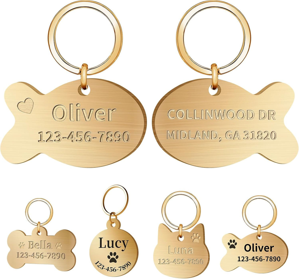 Overket authentic USA imported durable brass pet identification tag packaging view