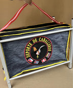 Generic aluminum poultry carrier ready for travel
