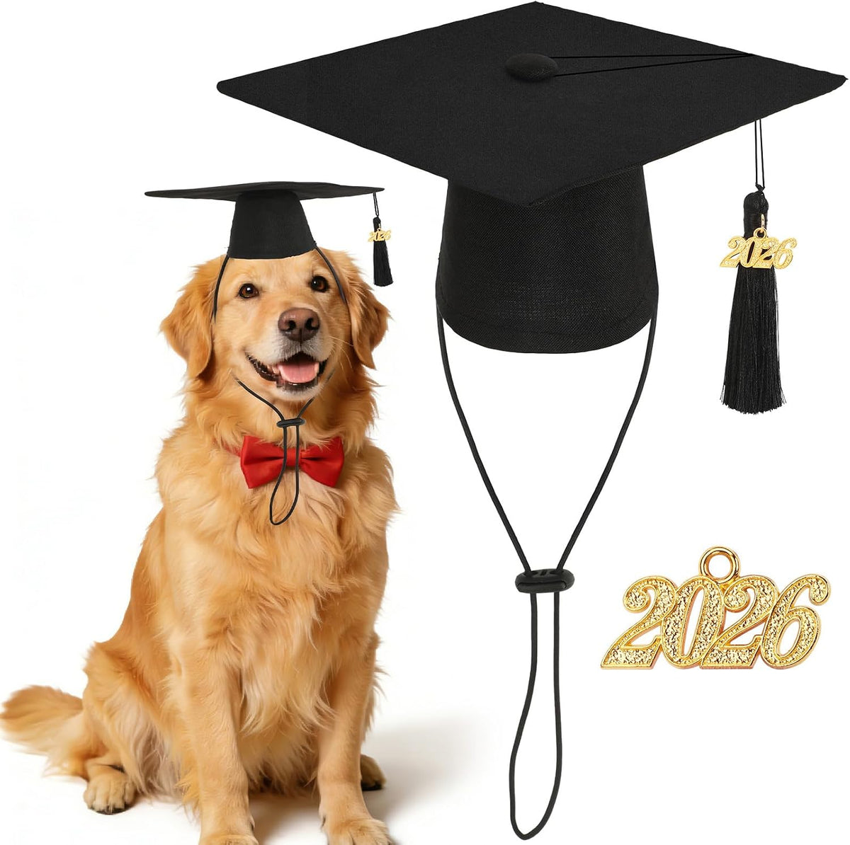 JULMELON Pet Graduation Caps with 2026 Pink Tassels, Dog and Cats Graduation Pink Hats Adjustable Mini Graduation Caps for AKC Graduation Photo Props Holiday Costume Accessories - Image 10