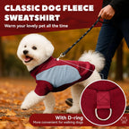 Close up view of the durable metal leash attachment ring on a fleece cat sweater