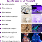 COSOOS mini UV light detecting hidden pet urine stains on a living room carpet.