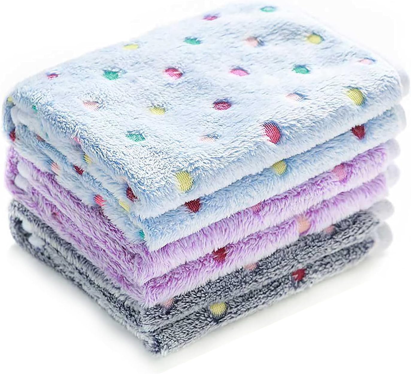 1 Pack 3 Blankets Super Soft Cute Dot Pattern Pet Blanket Flannel Throw for Dog Puppy Cat Beige/Brown/Pink Small - Image 11