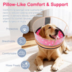 No inflation required foam dog donut collar adjustable buckle close up