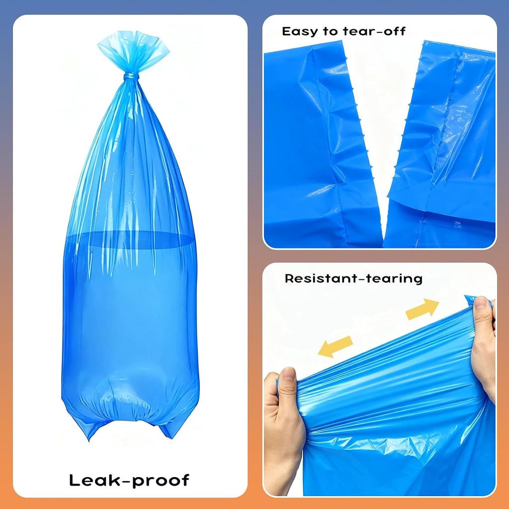 A single roll of compatible easy roll pail refill bags placed next to a cat litter box.