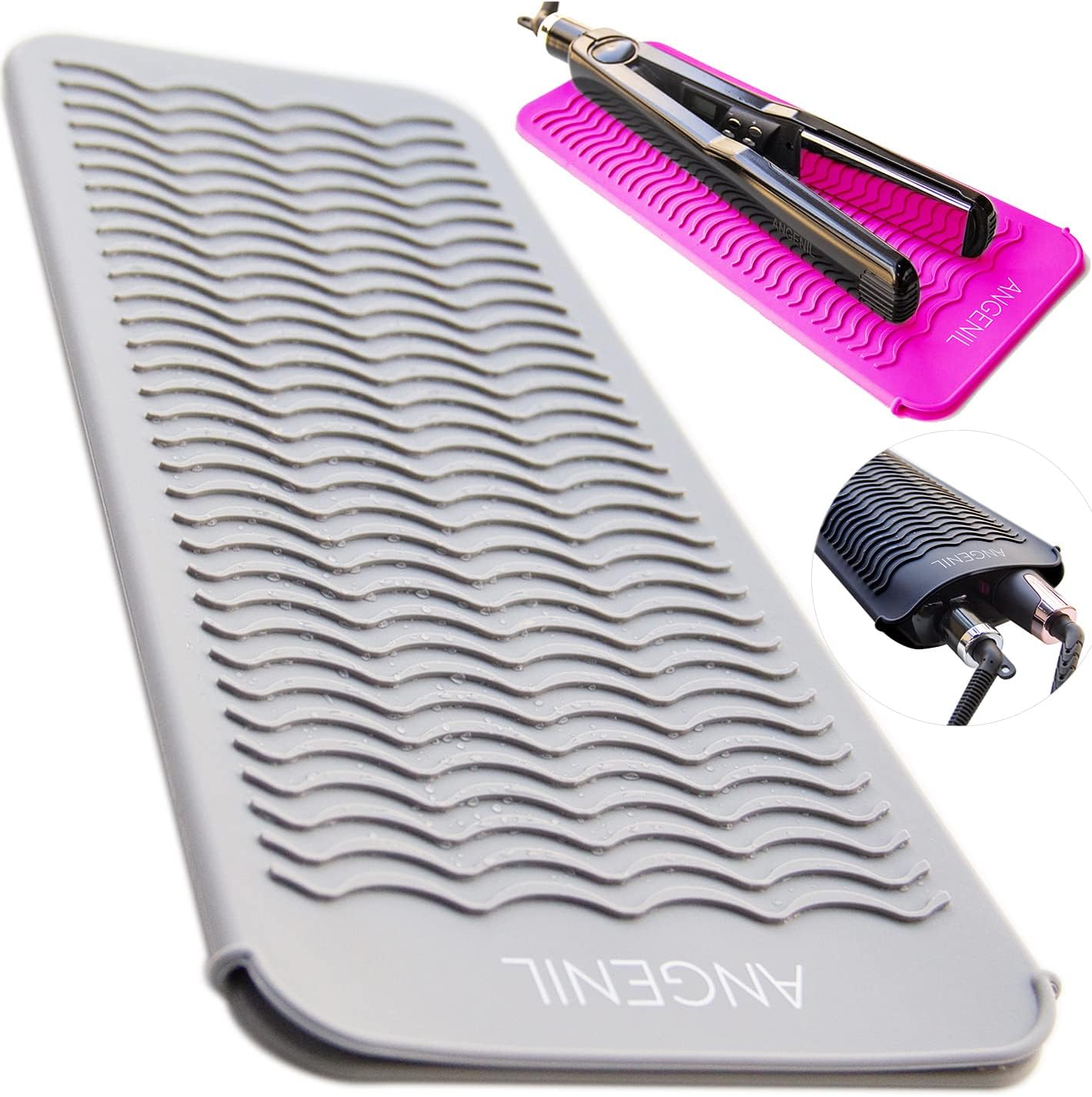 Angenil Professional Silicone Heat Resistant Mat Pouch front view for hair tools