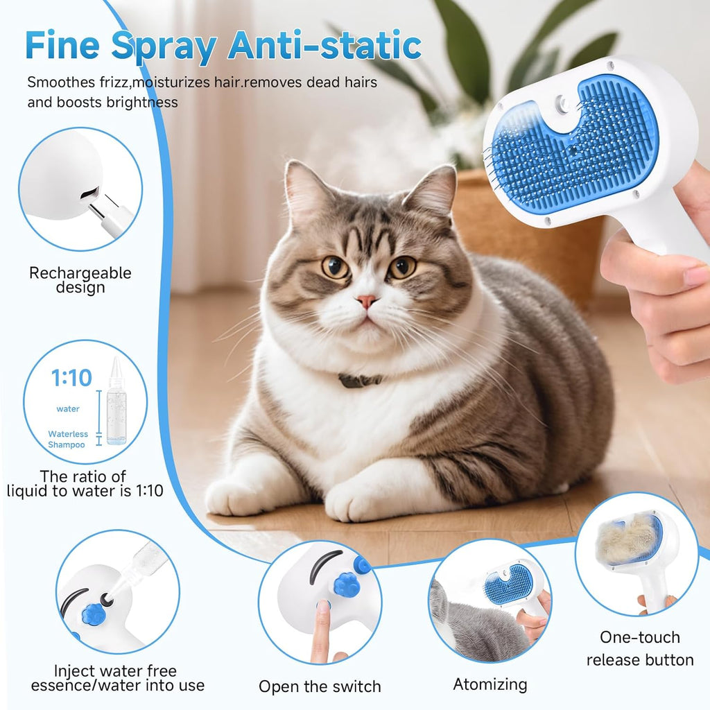 Close up of LetsFeed pet steam brush head for shedding and hair removal