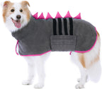 Absorbent dog towel jacket with front slit for unrestricted natural mobility