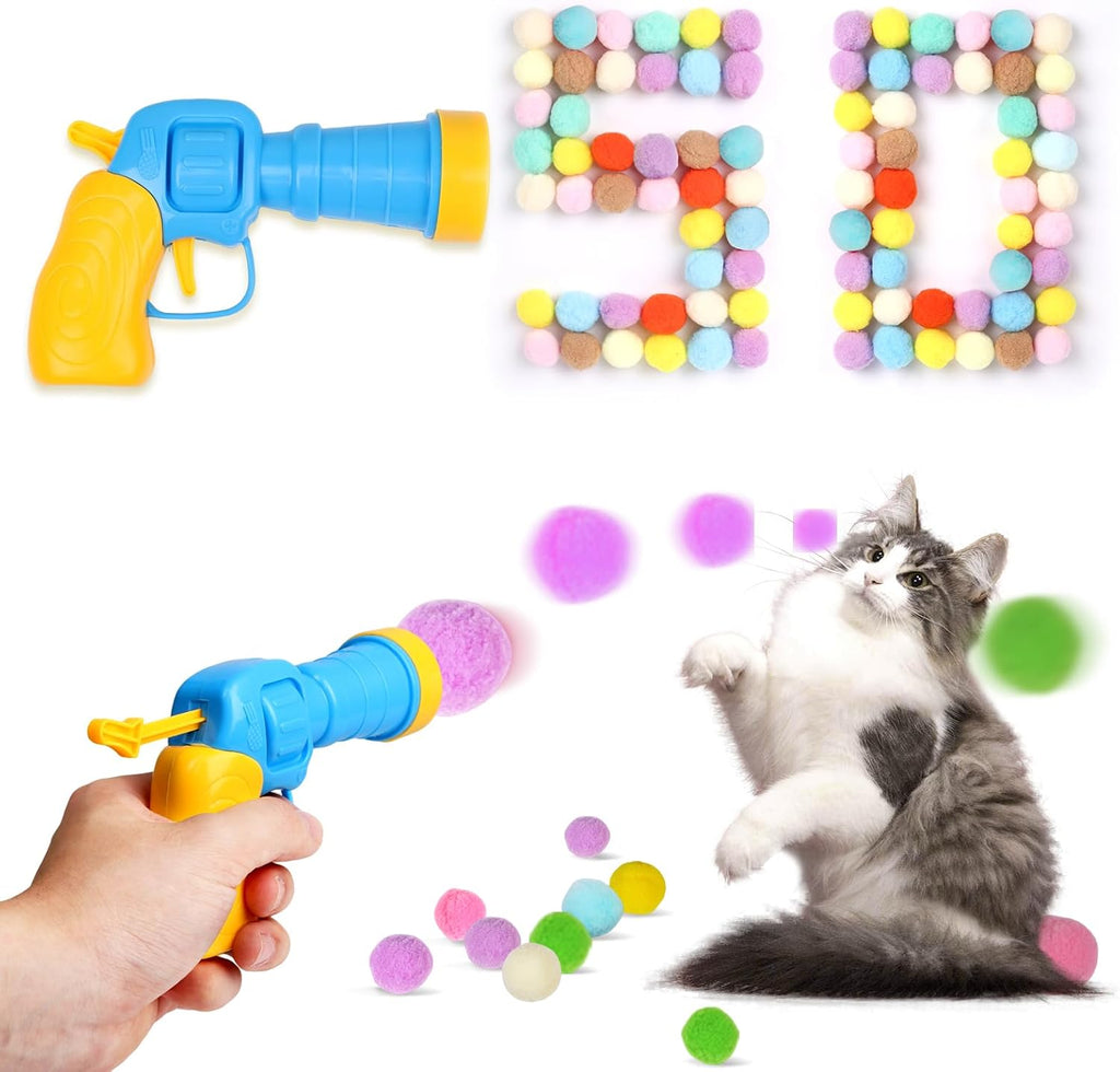 TEAWOO 100PCS Cat Ball Toys with 2 Launchers Set, Funny Interactive Cat Toys for Indoor Cats, Adult Cats & Kitten Toys - Image 7