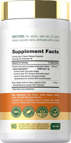 Carlyle Turmeric Curcumin with Black Pepper | 180 Capsules - Image 2