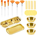 Uxcell 23 piece esthetician supplies set front view showing gold mixing bowls and trays