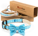Pettsie Dog Bow Tie Collar & Matching Owner Friendship Bracelet | Adjustable, Durable Hemp & Soft Cotton, Matching Friendship Bracelet, Comfortable for Sensitive Skin, Elegant Gift Box, Blue - Image 9