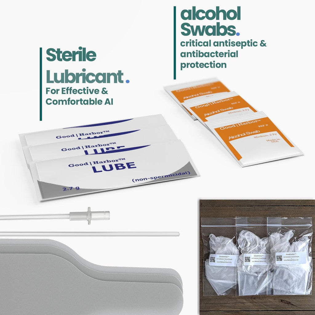Good Harbor pet canine artificial insemination kit components laid out neatly
