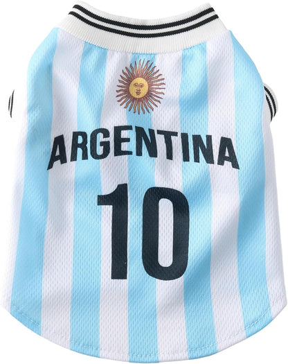 Pet Dog Jersey Costume, Summer Cooling Mesh Fabric, Soccer Sportswear Team Jersey, Lightweight Football Casual Clothes for Small Dogs, Argentina, Large - Image 10