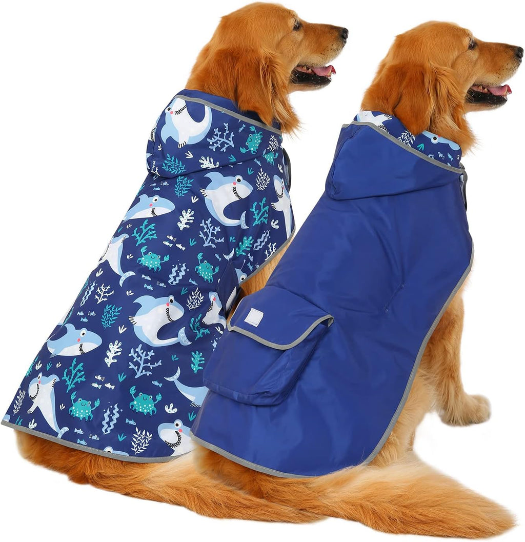 HDE Reversible Hooded Dog Raincoat Slicker Poncho for Small Medium Large Dogs - Ducks Yellow - L - Polyester - Image 10