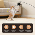 VavoPaw cat hunting toy extended to maximum length next to a playful domestic kitten.