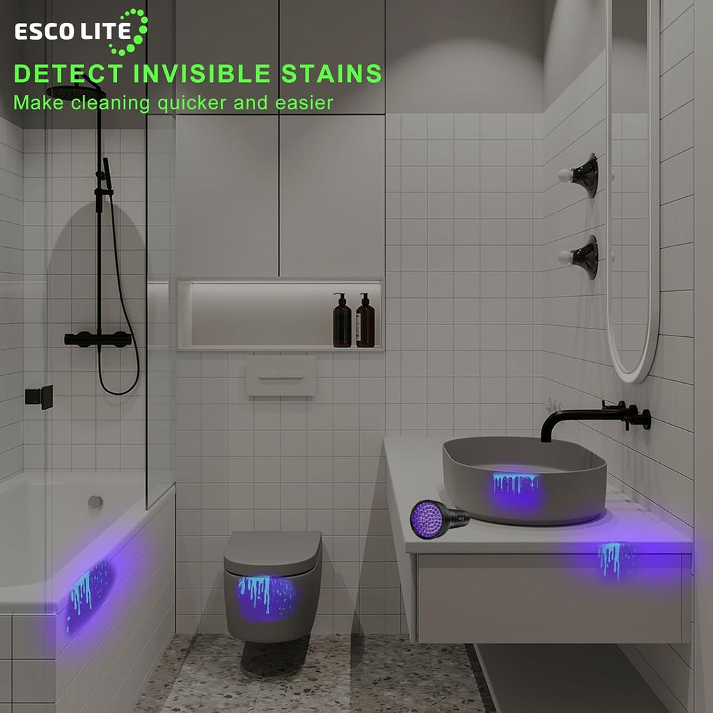 Escolite pet stain detector blacklight showing aluminum construction.