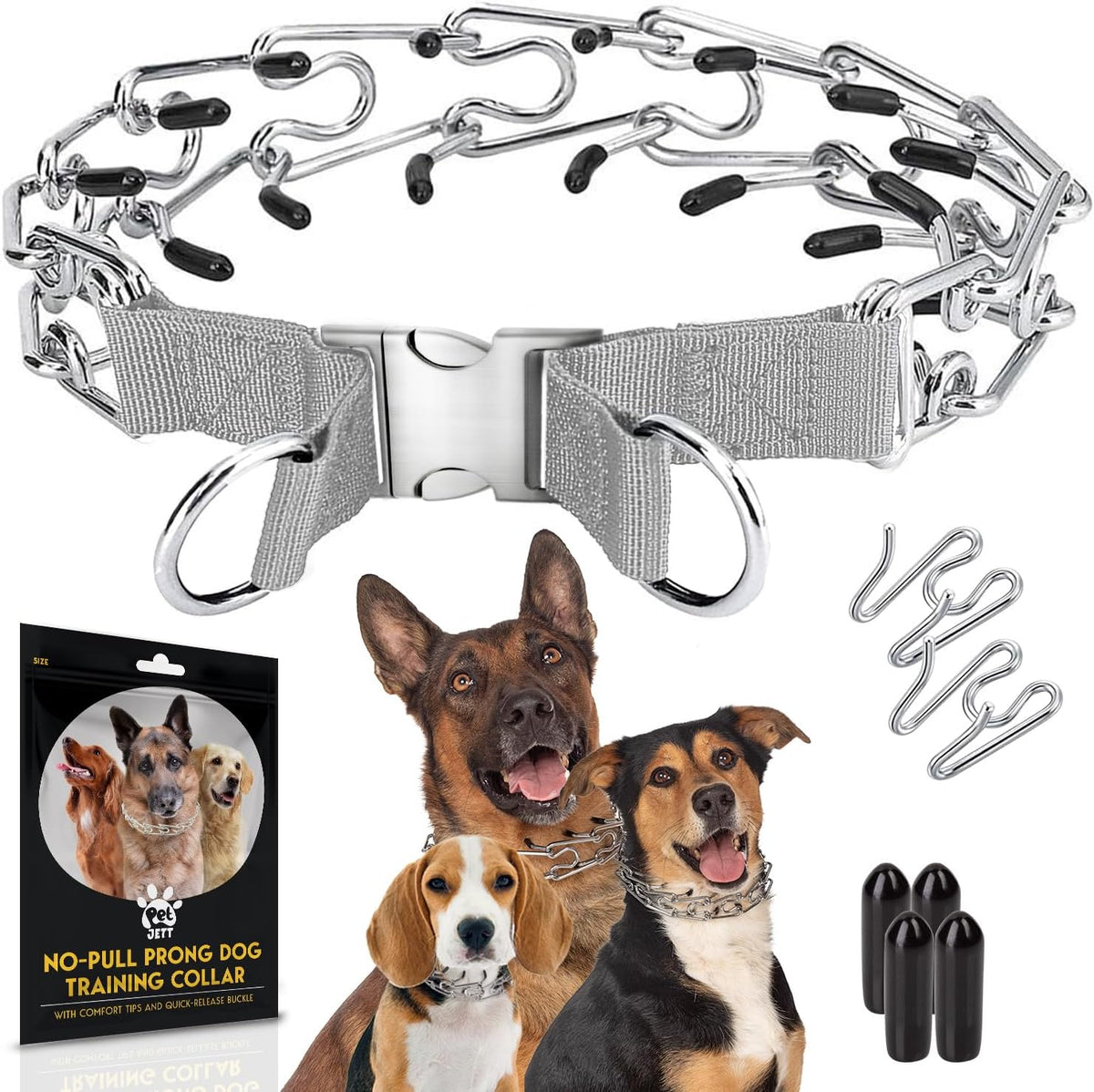 PetJett Prong Collar for Dogs - Choke Collar for Dogs, Pinch Collar for Dog Adjustable No Pull Dog Collar - Training Collar for Small Medium Large Dog Safety Durable Stainless Steel Metal Choker Chain - Image 10