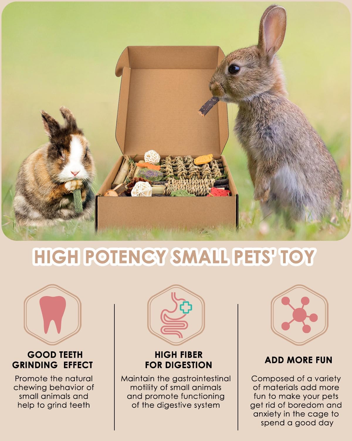 Bissap chinchilla dental care kit with organic high fiber treats