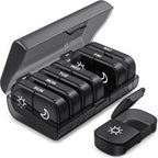 AUVON XL Weekly Pill Organizer front view showing black privacy protection daily medicine compartments.