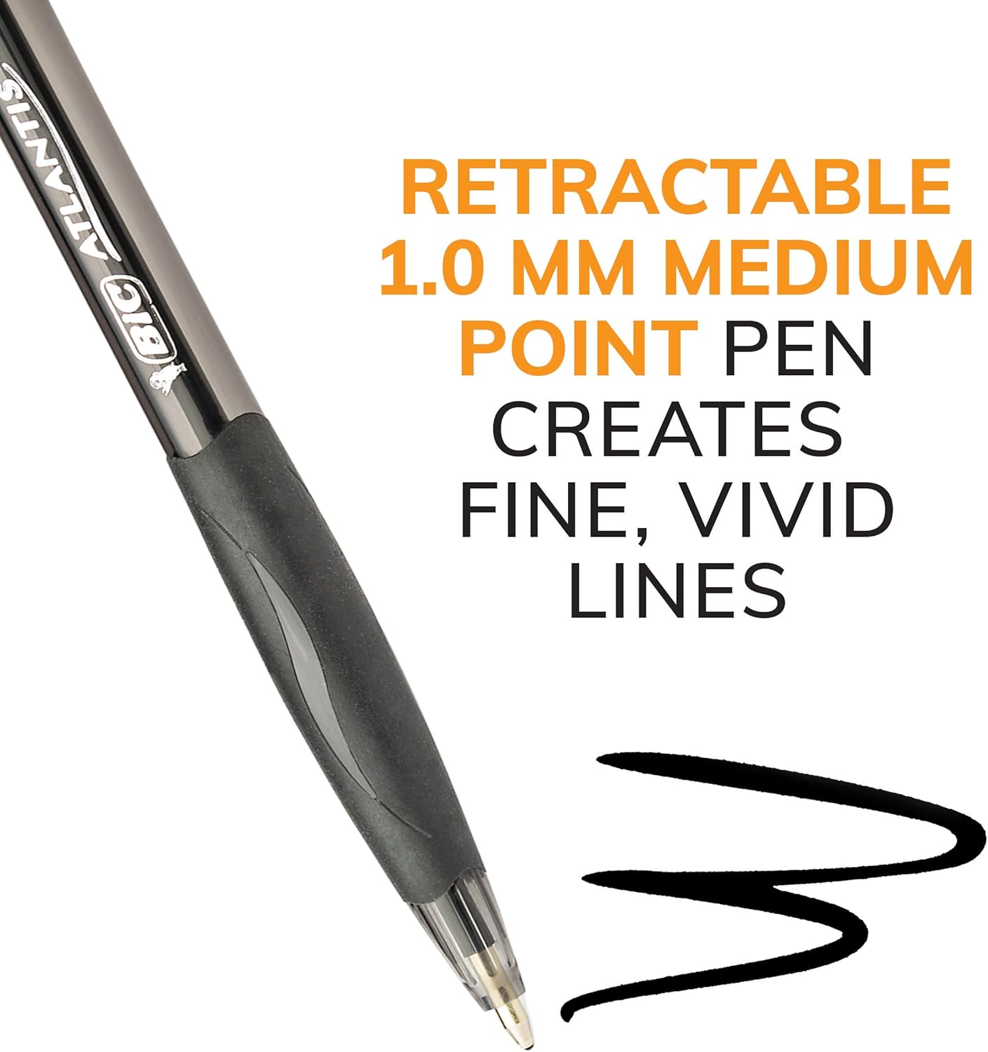 BIC Glide Black Retractable Ballpoint Pens, Medium Point (1.0mm), 12-Count Pack, Ultra Smooth Writing Black Pens - Image 5