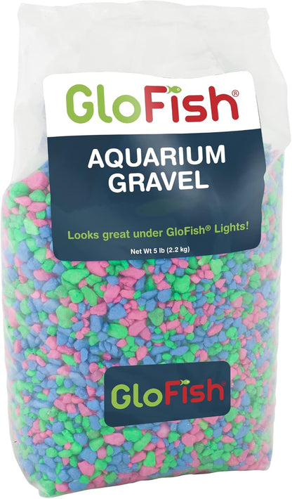 GloFish aquarium gravel pink green blue mix front view