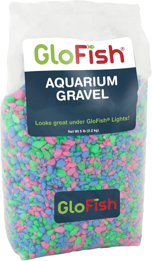 GloFish aquarium gravel pink green blue mix front view
