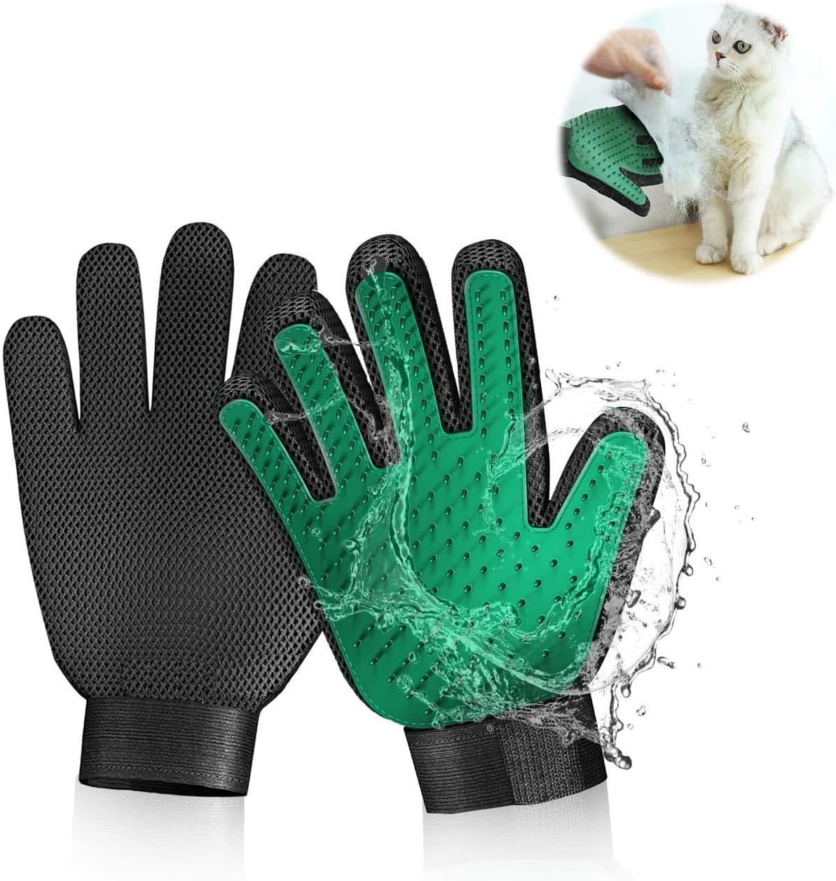 Pet Grooming Glove Hair Remover Brush Gentle Deshedding Efficient Pet Mitt Pet Massage Gloves Left & Right Hand Draw Dogs Cats Horses Long Short Fur (1Pair Left & Right Hand (Blue)) - Image 9