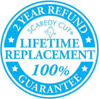 Packaging of the authentic USA imported Scaredy Cut silent pet grooming kit for dogs and cats.