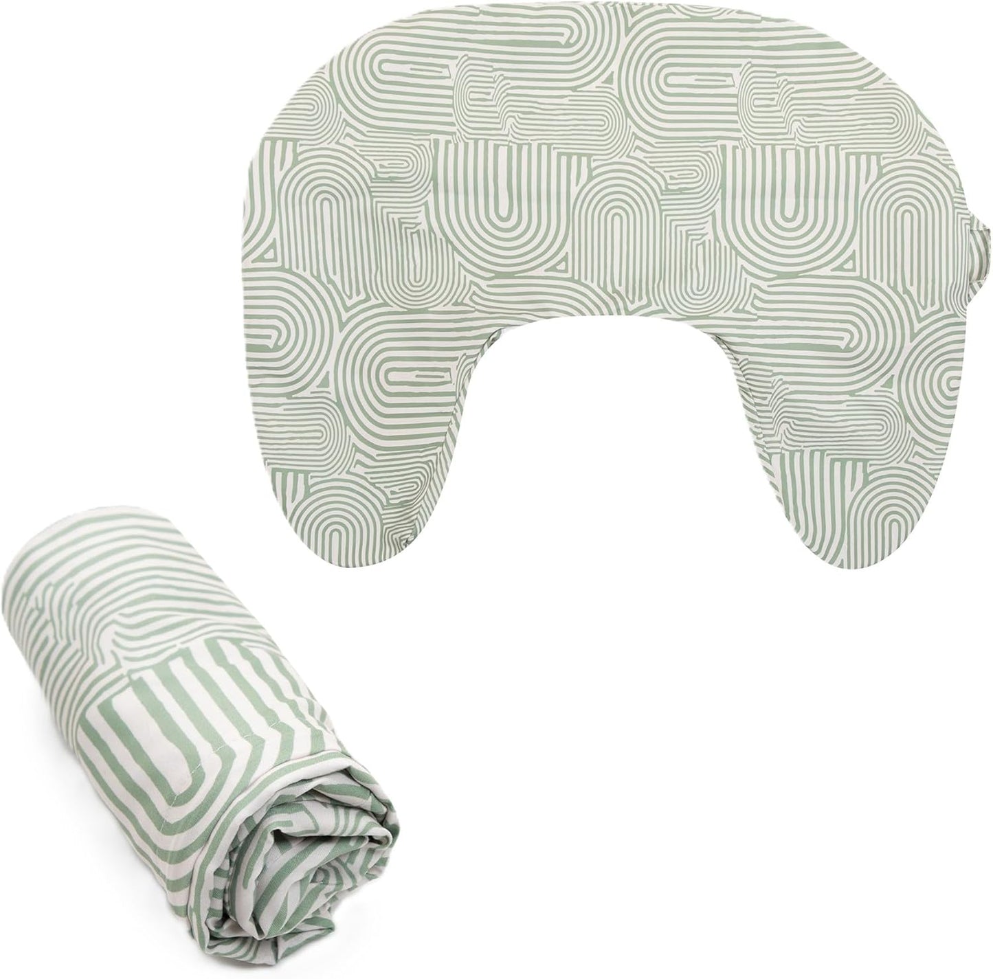 Boppy Nursing Pillow Cover Sage Green Retro Arches front view