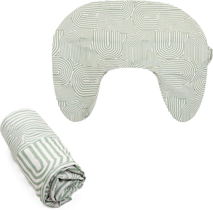 Boppy Nursing Pillow Cover Sage Green Retro Arches front view