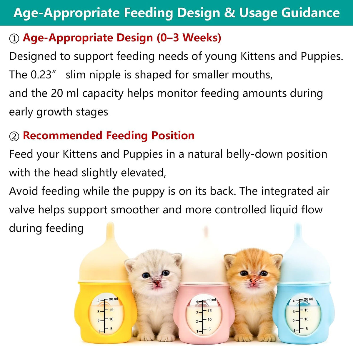YeulYuuri pet nursing bottle showing measurement scale