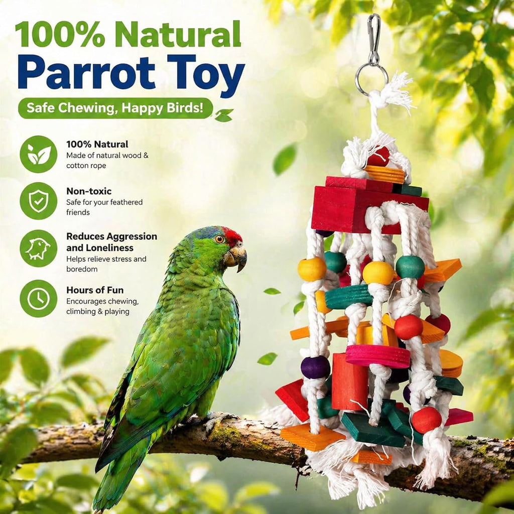 Rypet bird toy attached to a standard parrot cage.