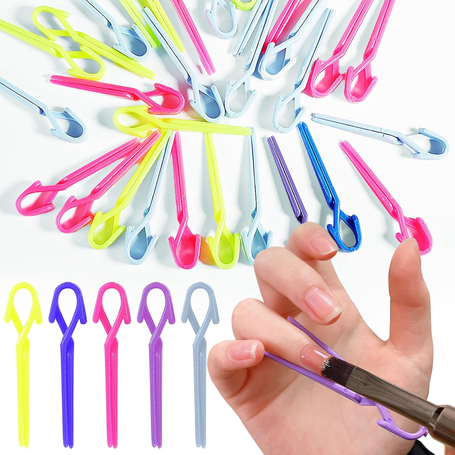 Xeaohesy 30 piece colorful nail art cuticle protector clips front view