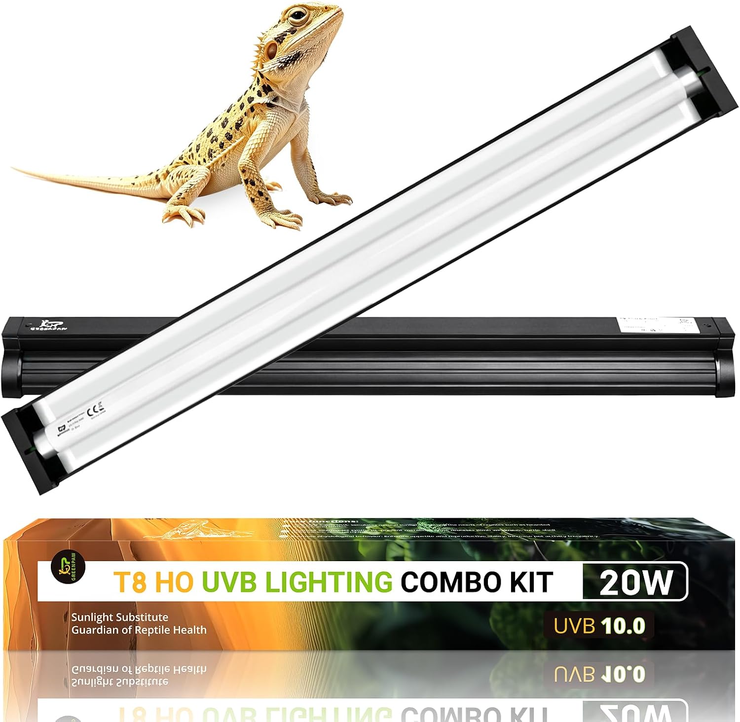 T5 UVB Reptile Light Fixture Combo Kit 8W: 10.0 HO UVB Light for Reptiles Terrarium Hood Comes with UVB Lamp, 12'' Linear UVB Light Bar for Desert Bearded Dragon,Turtle,Gecko - UV Sensor Test Card - Image 11