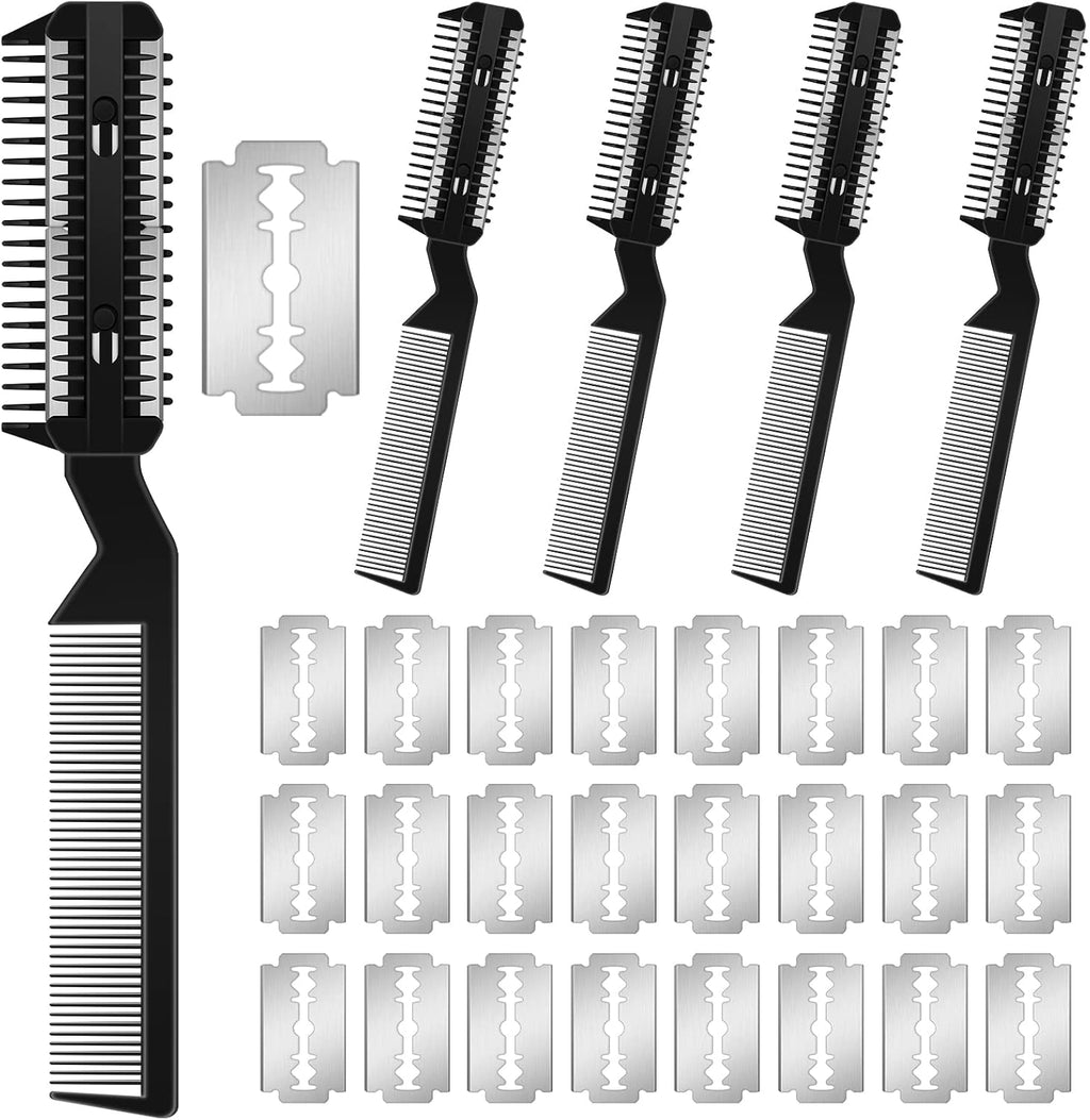 Yinkin 5 Pieces Razor Comb for Dogs Hair Grooming Trimmer for Pet Razor Comb with 25 Extra Blades Manual Dog Hair Trimmer Double Edge for Cats Hair Cutting Tool(Blue) - Image 10