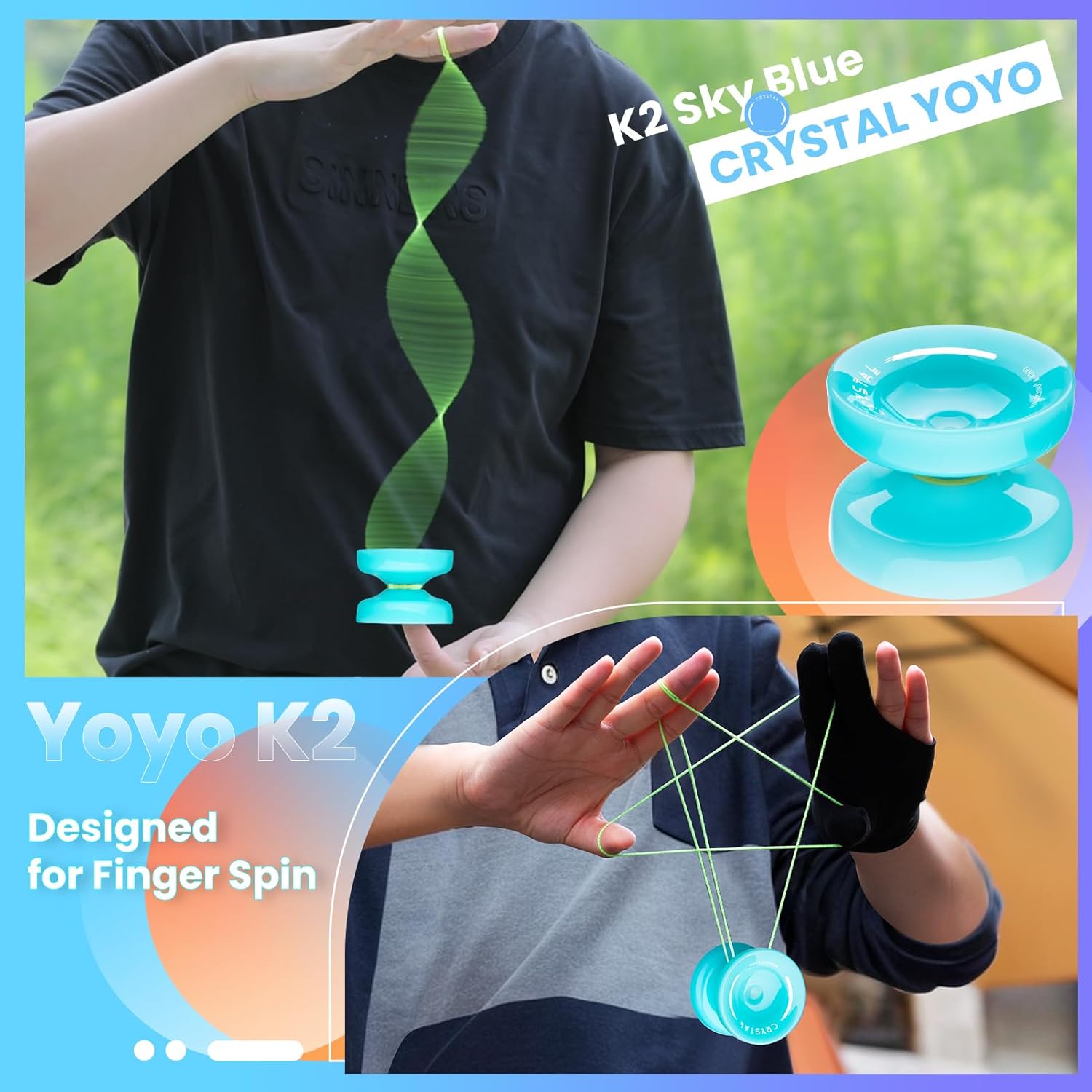 MAGICYOYO K2 dual purpose beginner yoyo kit contents including strings bag and tool