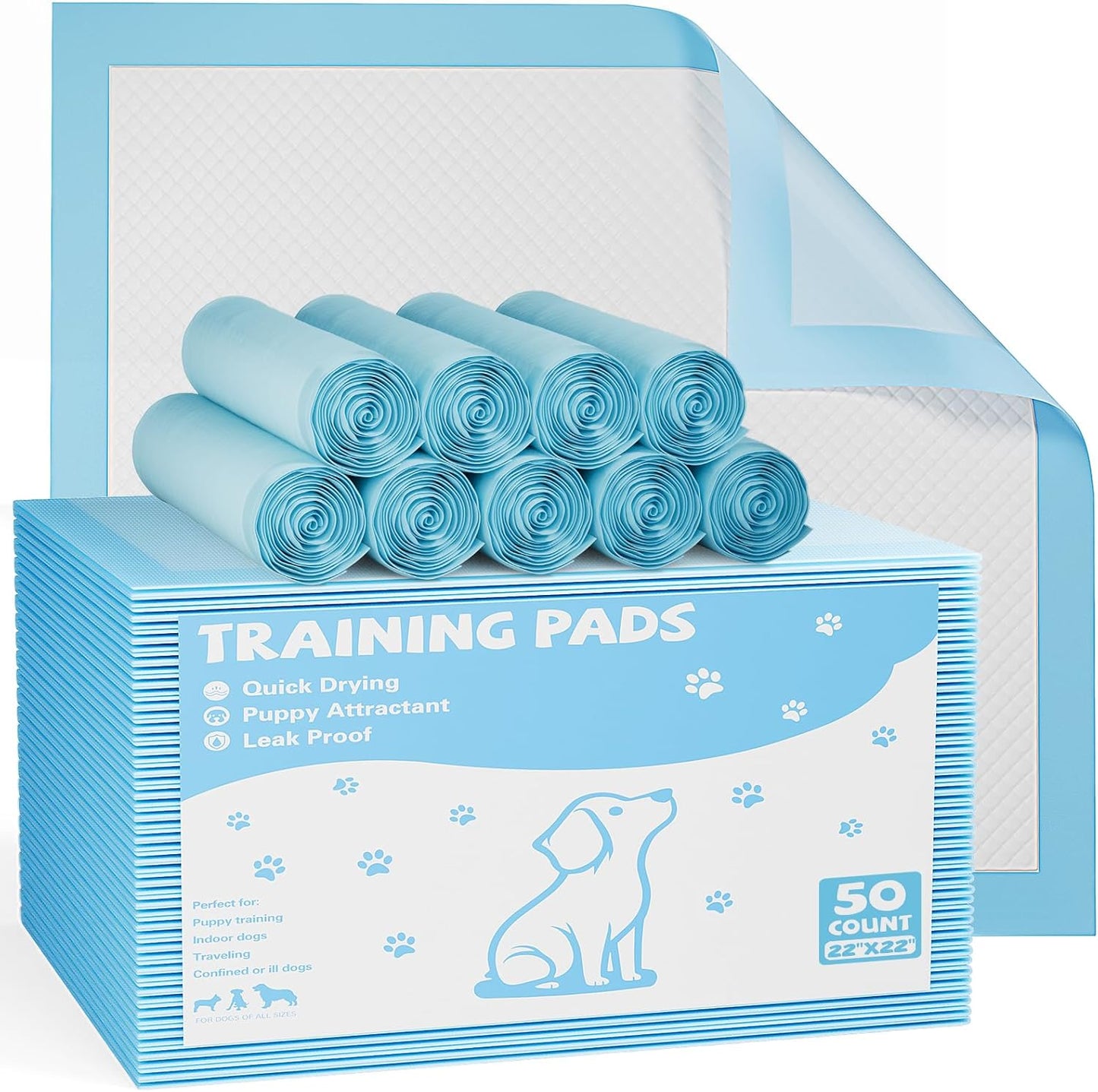 DUMOS 100 Count Puppy Pads for Dogs, 22" x 22" Potty Puppy Training Pad, 6-Layer Dog Cat Pee Pads, Super Absorbency Disposable Pet Leakproof Quick Drying Pad - Image 9