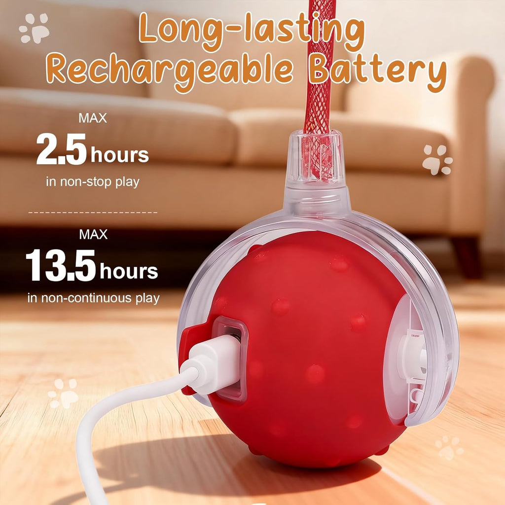 Sentoo automatic rolling cat toy with replaceable string tail.