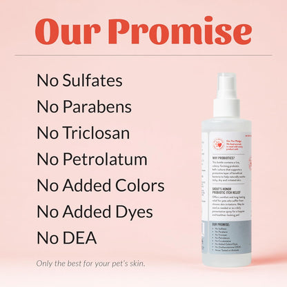Skout's Honor premium hydration spray targeting pet dander dry coat and itching