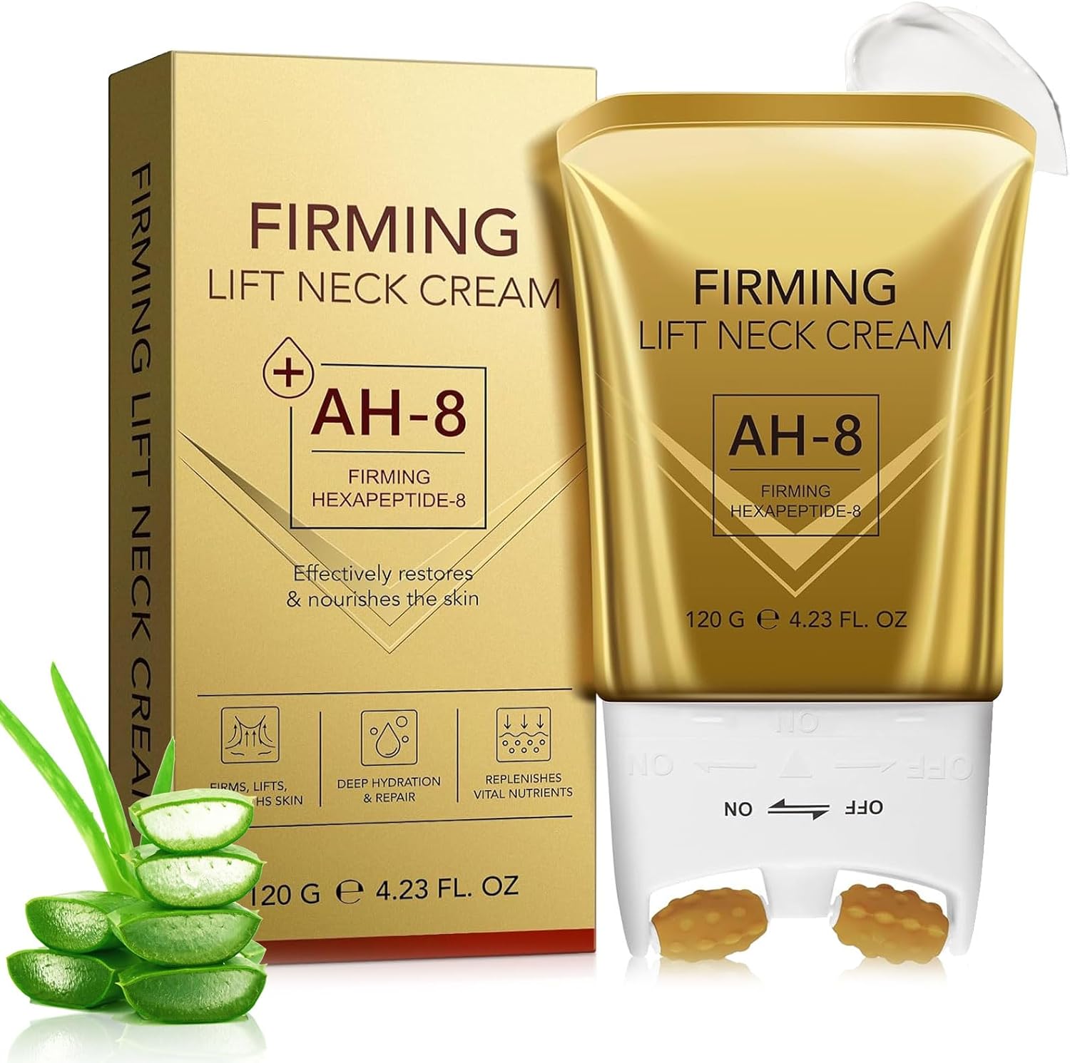 PEAQ SKIN AH-8 Firming Lifting Neck Cream front view showing the product packaging and 120 grams size.