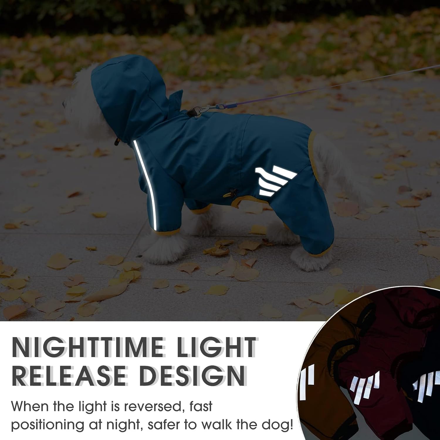 Mabawa medium pet rain apparel adjustable neck drawstring close up