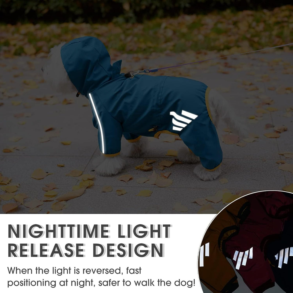 Mabawa medium pet rain apparel adjustable neck drawstring close up